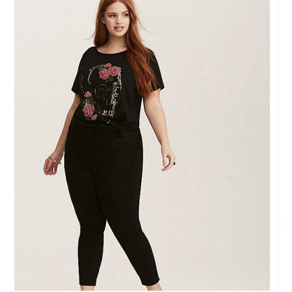 Torrid Rose & Skull Gold Foil T-shirt - Picture 3 of 5